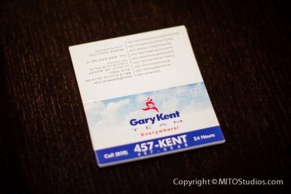 Folded Business Cards for Gary Kent Team, Open