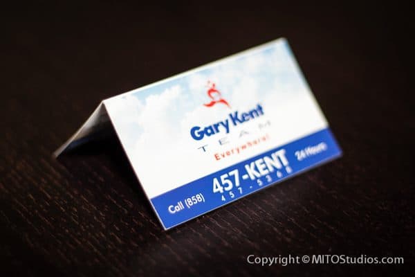 Folded Business Cards for Gary Kent Team, Standing