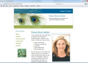 Website Design for Jane's Voice, Voice Over Artist, Homepage
