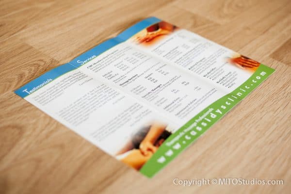 Custom Brochure & Printing for Cassidy's Massage Clinic, "Lymphatic Drainage Massage" TriFold Brochure (Open)