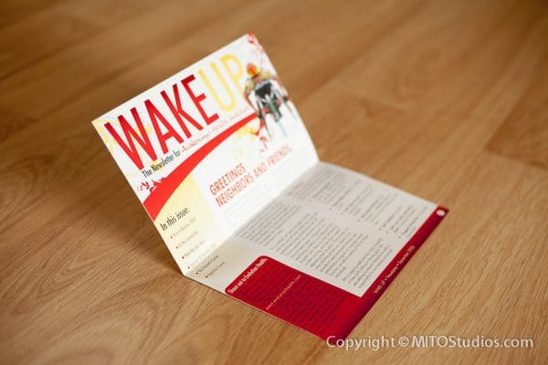 Newsletter Design for Awakenings Health Institute, "Wake Up" Newsletter (Folded)