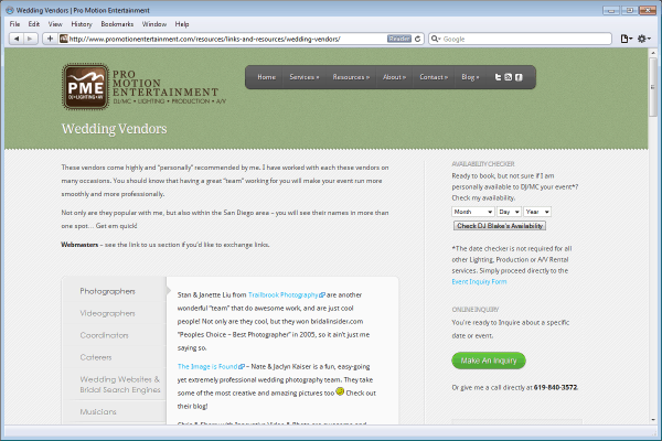Website Design for Pro Motion Entertainment, (6)