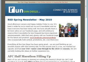 E-Newsletter For Run San Diego