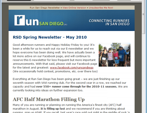 E-Newsletter for Run San Diego