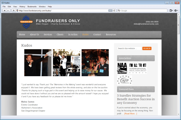 Website Design for Fundraisers Only, Kudos