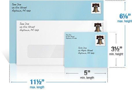 What are the sizes of USPS envelopes?