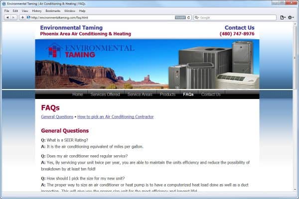 Website Design for Environmental Taming, FAQ