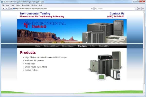 Website Design for Environmental Taming, Products