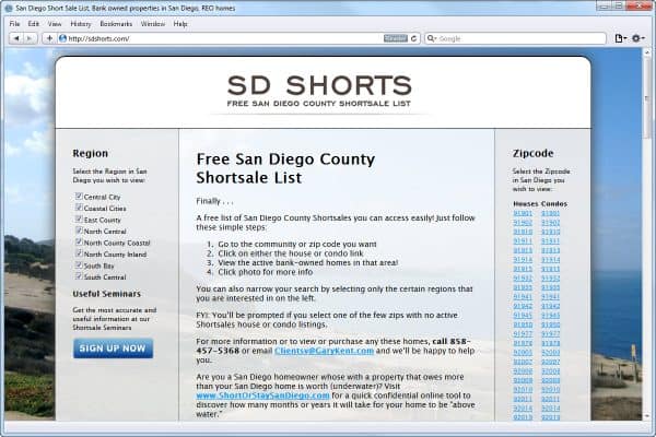 Website Design for SD Shorts, Homepage