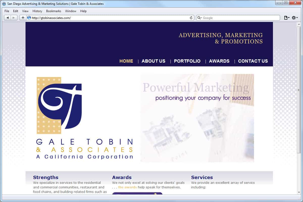 Website Design for Gale Tobin Associates, Homepage (1)