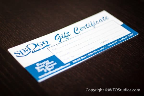 Graphic & Print Design for Spa2Go, Gift Certificate