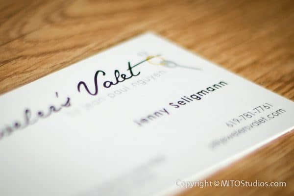 Business Cards for Jeweler's Valet, Front