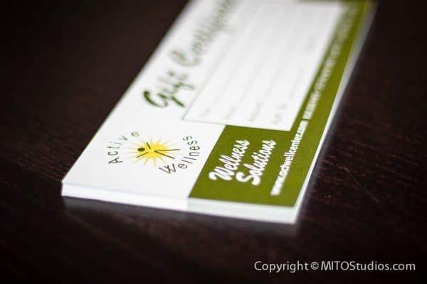 Graphic & Print Design for Active Wellness, Gift Certificate