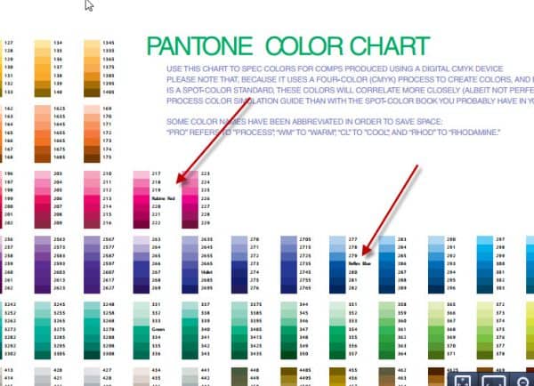 PMS Color Chart