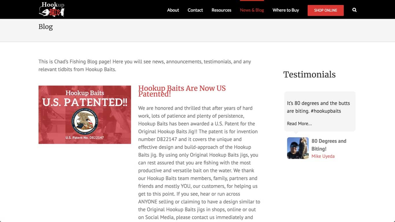WordPress & E-Commerce Website Design for Hookup Baits in San Diego - MITO  Studios